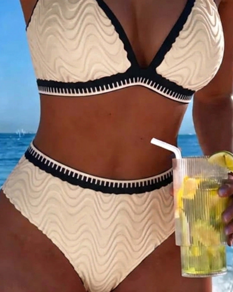 Bikini Fargeblokk Dobbelstropp Teksturert