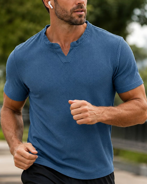 T-Skjorte Med Vaffelmønster For Menn Hverdag
