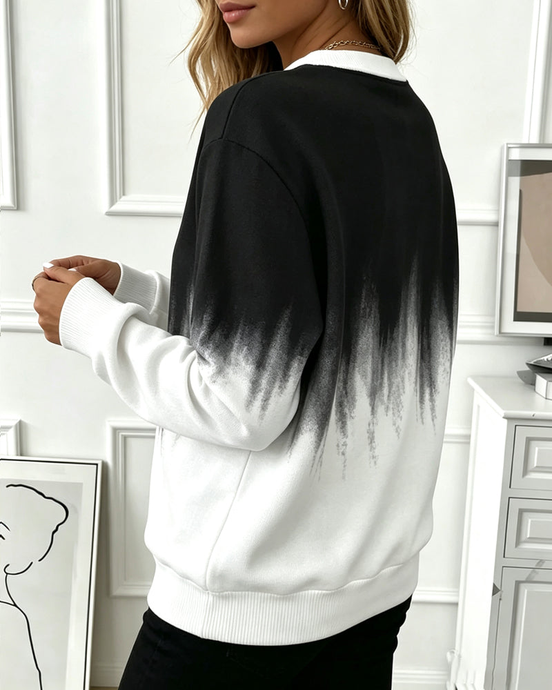 Sweatshirt Casual Gradient Langermet