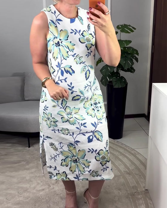 Kjole Ermeløs Blomstret Rett