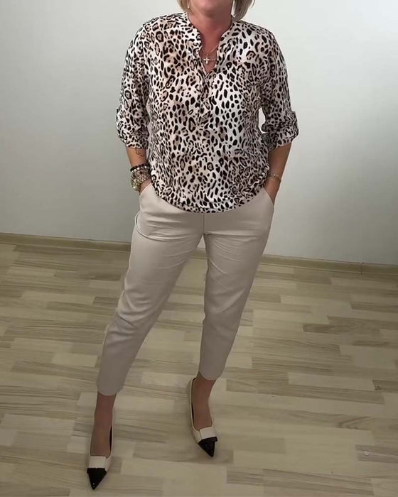 Bluse Ståkrage Mote Leopard
