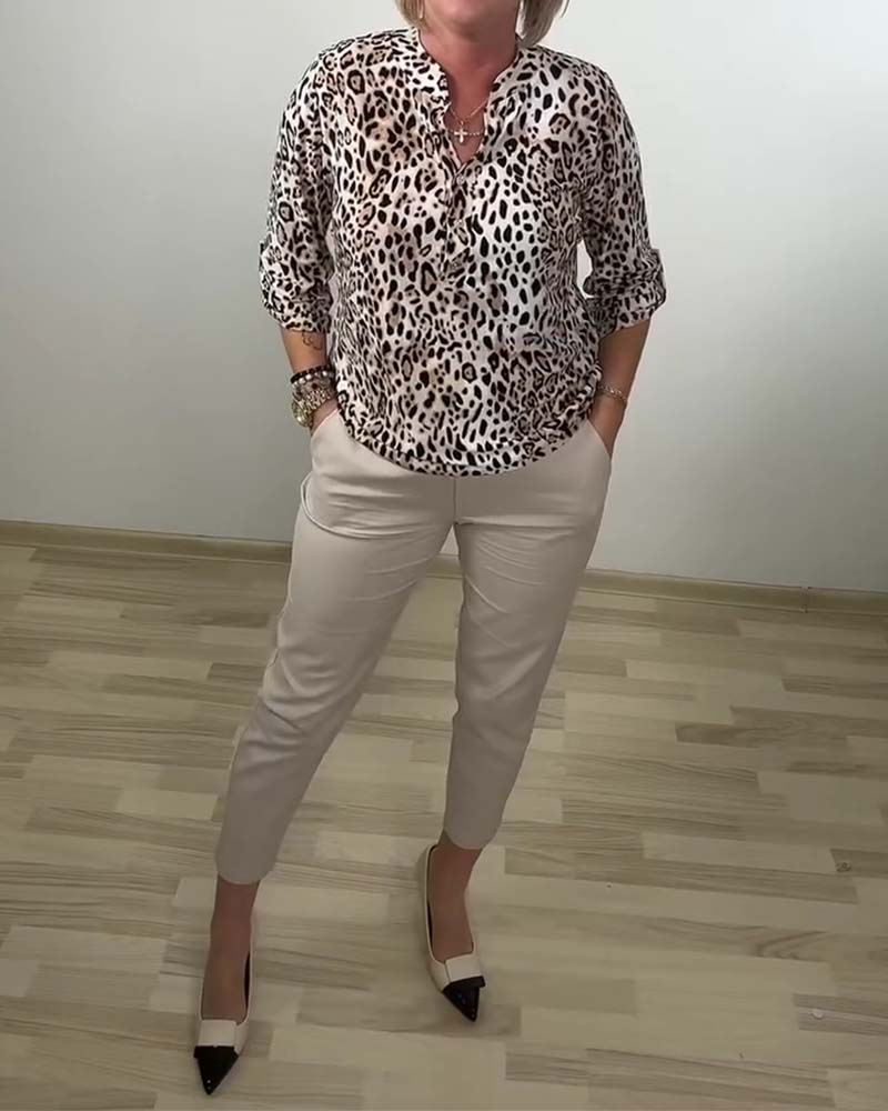 Bluse Ståkrage Mote Leopard