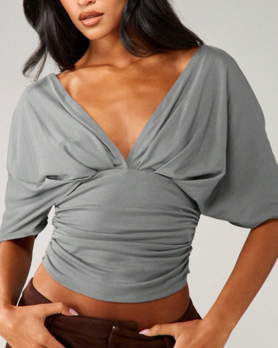Topp V-Hals Flagermus Erme Midje Slips