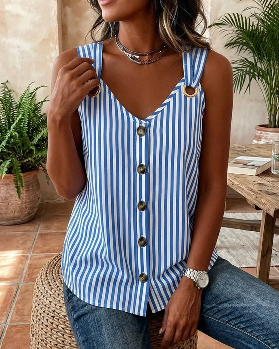 Cami Top Stroppet Metallring Stripet