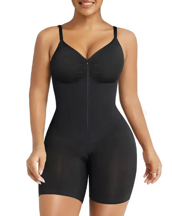 Shapewear for Kvinner Magekontroll Bodysuit Glidelås Komfort Ultra Stretch Stoff