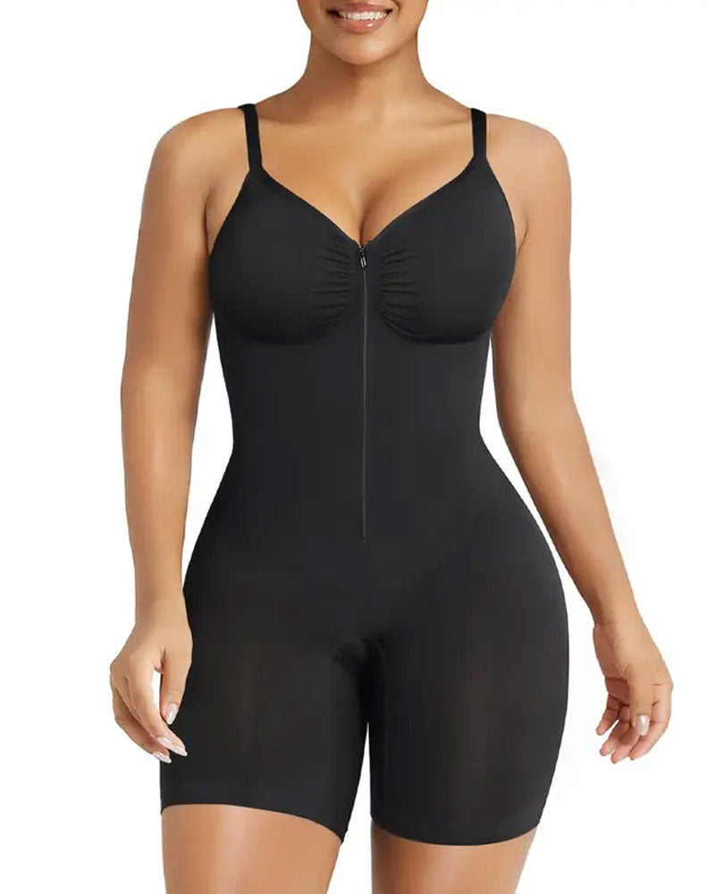 Shapewear for Kvinner Magekontroll Bodysuit Glidelås Komfort Ultra Stretch Stoff