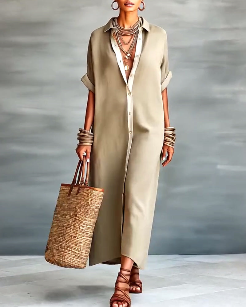 Skjortekjole Elegant Reverskrage Drapert