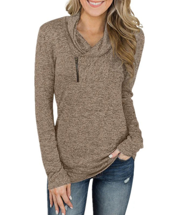 Topp Ensfarget Pullover Glidelås Tettsittende