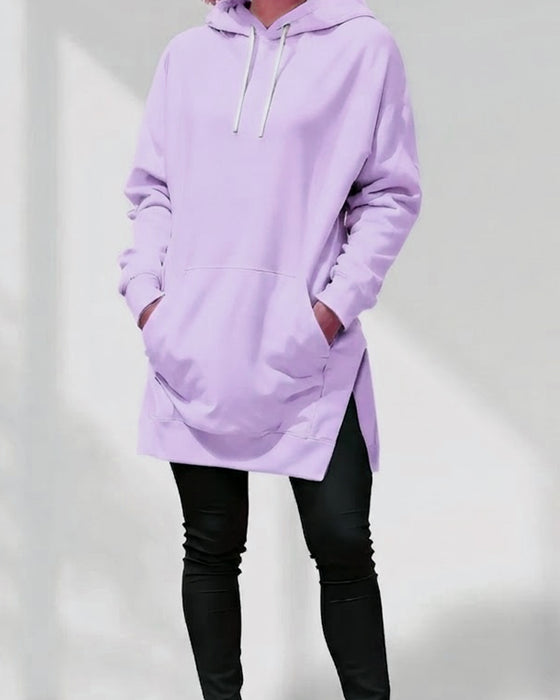 Hettegenser Ensfarget Loose Fit Snøre