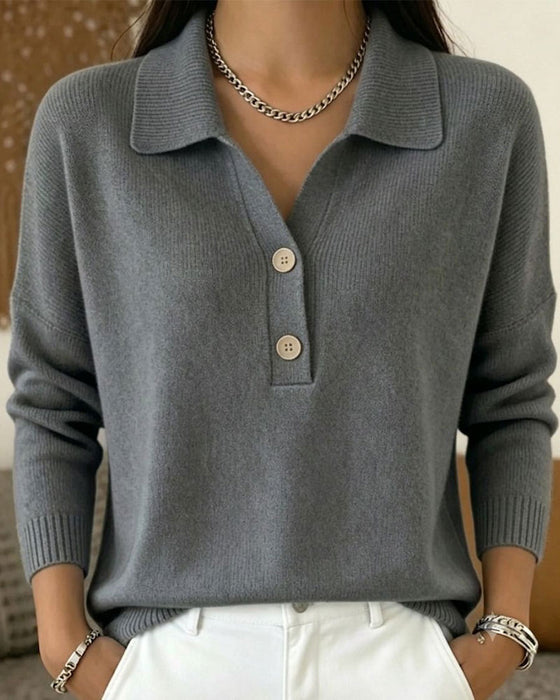 Pullover Halvknapp Knapp Casual