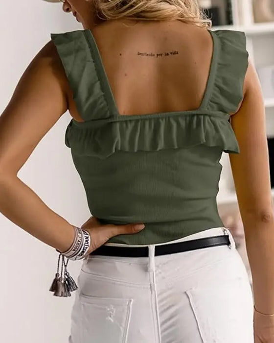 Cami Top Ruffle Kant Ribbet