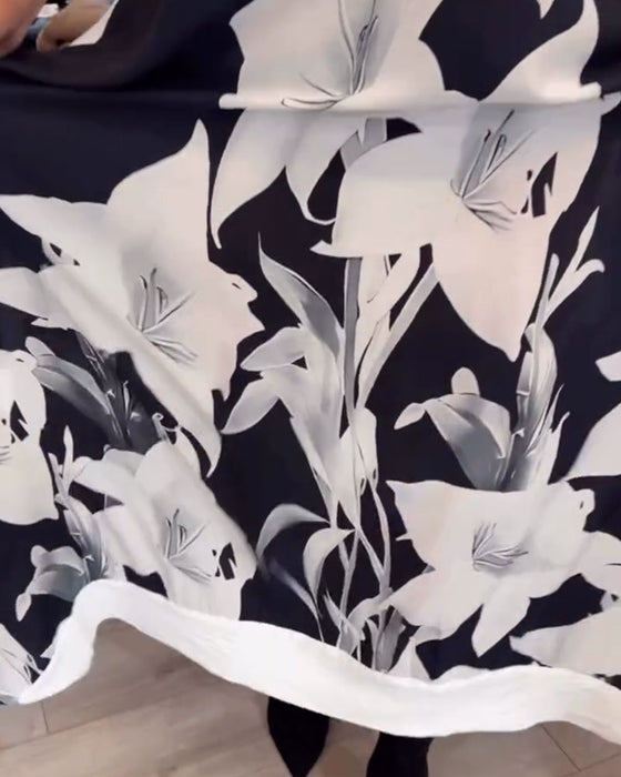 Kjole Krage Trykt Oversized Maxi