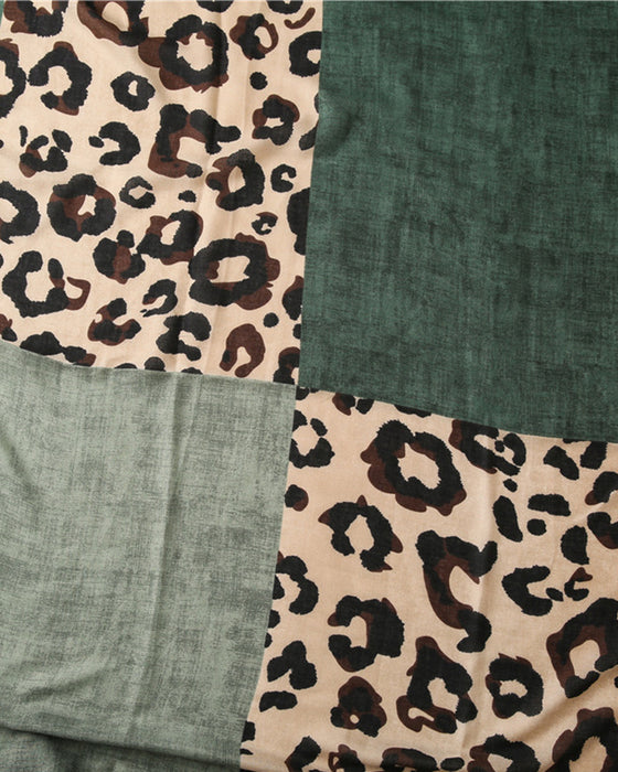 Dame Skjerf Leopard Lappeteppe Trykk Frynser Sjal