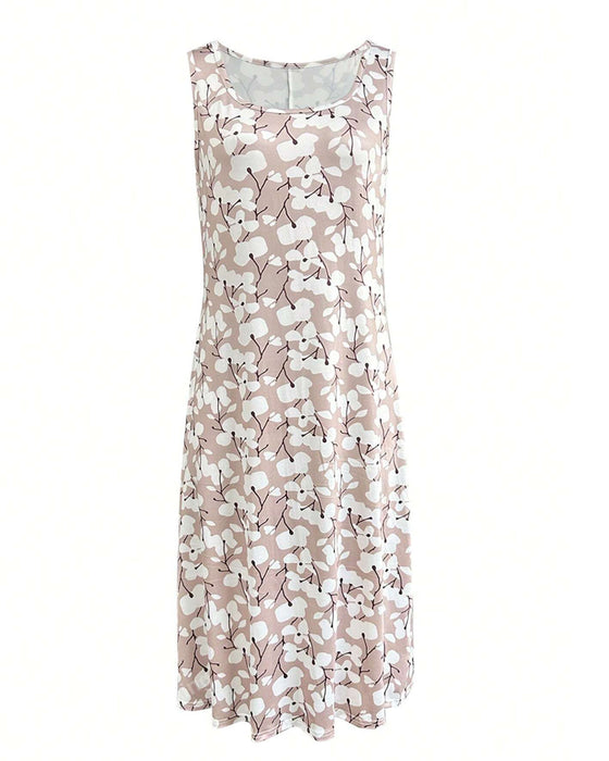 Kjole Ermeløs Blomstermønster