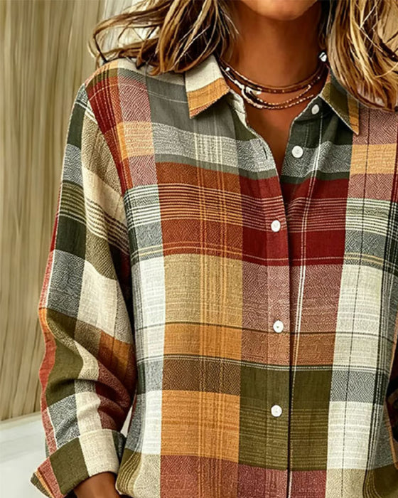 Skjorte Rutet Kontrastfarge Splitt Loose Fit