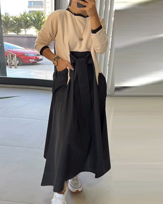 Uformell kjole med patchworklommer