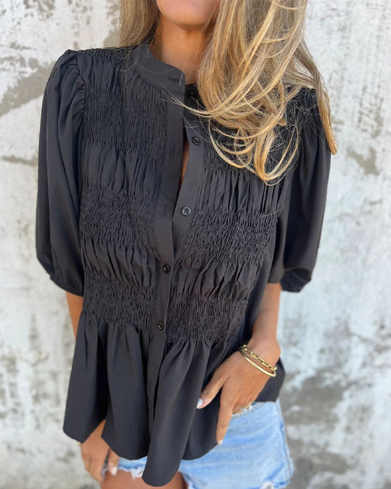 Bluse Casual Mote Kort Erme Enfarget