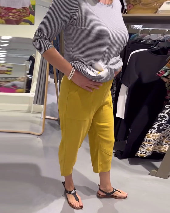 Bukser Avslappede Avsmalnede Bomull Og Lin Kort