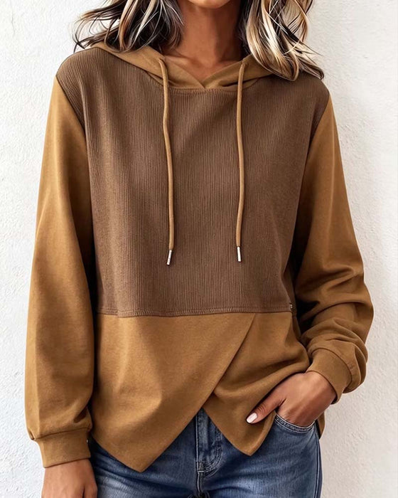 Hoodie Fargeblokk Hetter Asymmetrisk Fall