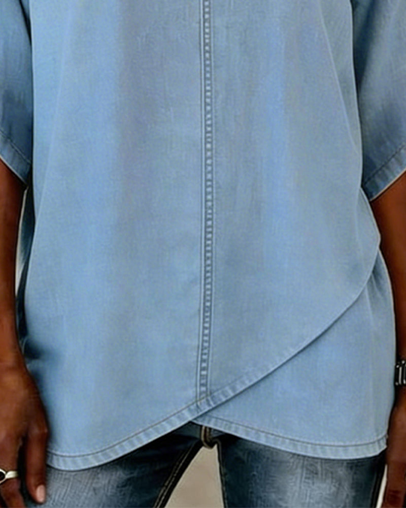 Topp V-Hals Uformell Denim