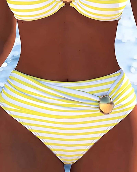 Bikini Spagettistropper Stripet Plastknapp