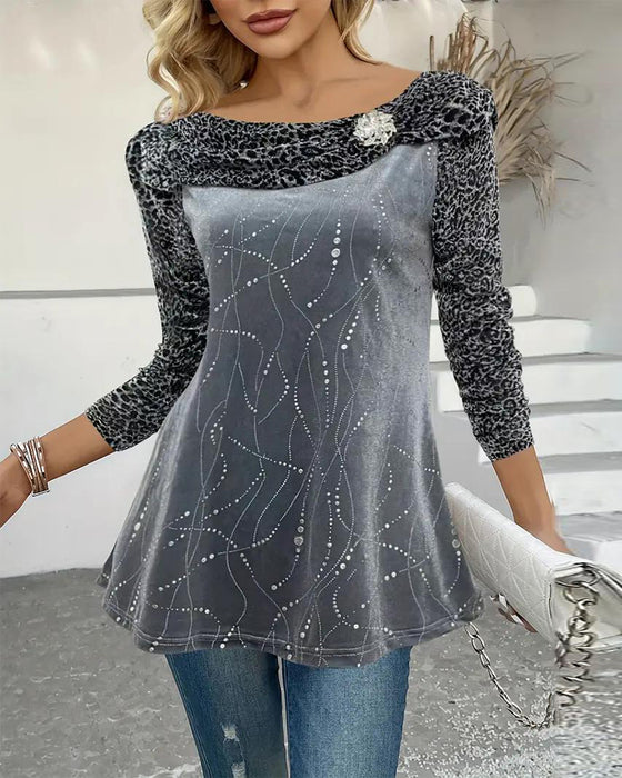 Langermet Topp Med Leopardmønster