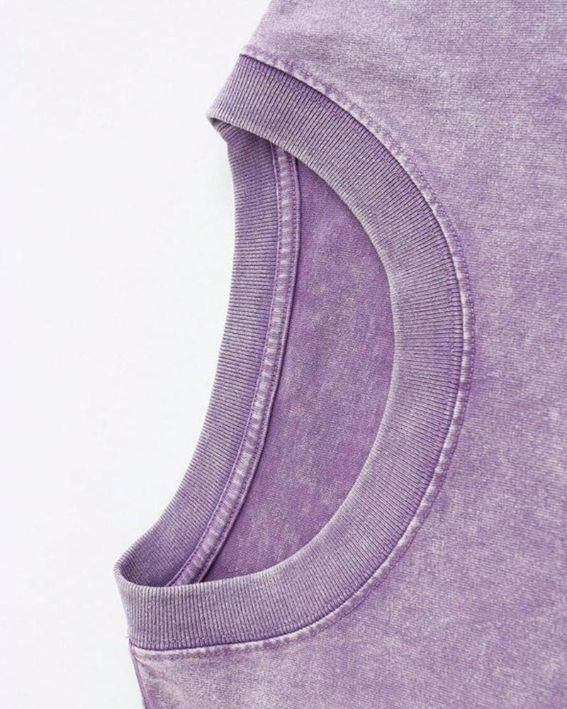 T-Skjorte Vintage Distressed Vasket Trykk