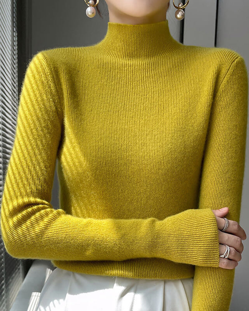 Strikket Genser Med Halvhøy Hals