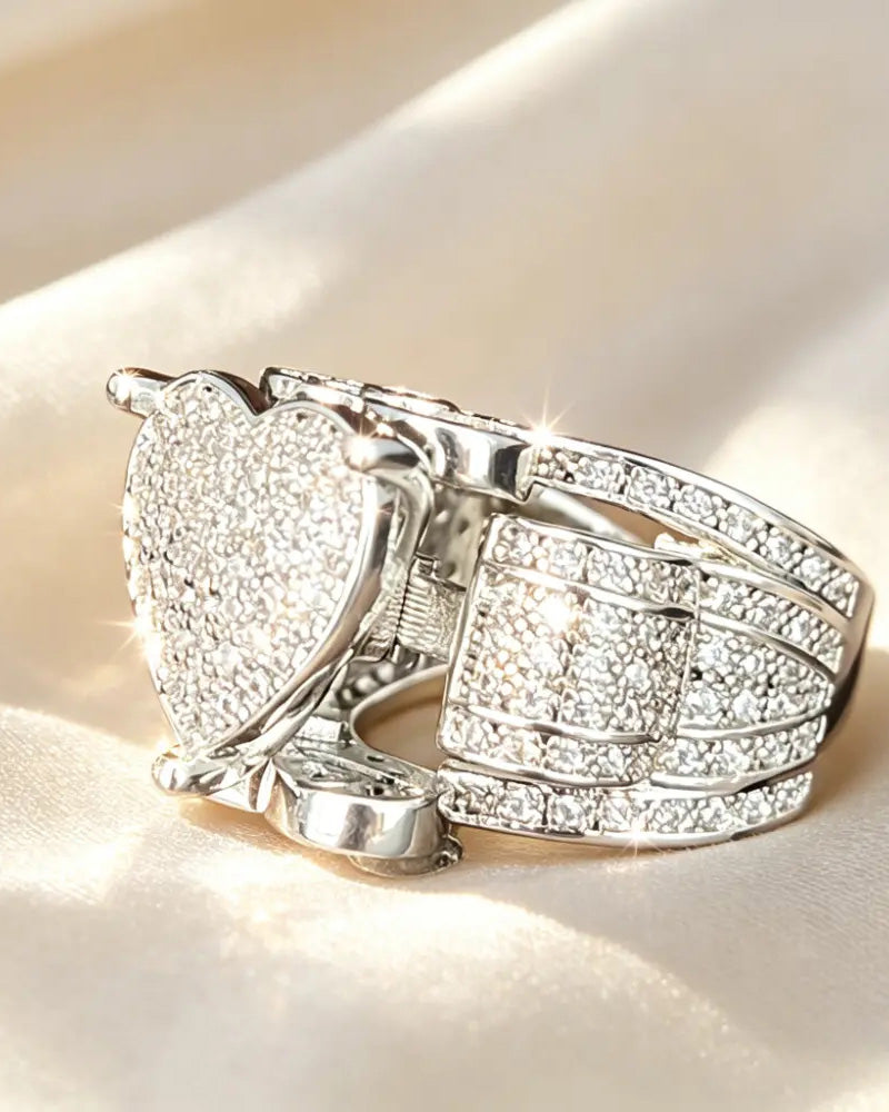 Pave Hjerteformet Ringsett for Kvinner