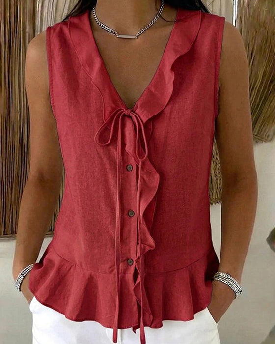 Tank Top Ruffle Slips Ermeløs