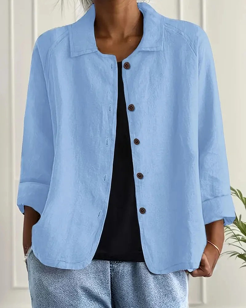 Skjorte Ensfarget Krage Enkeltspent