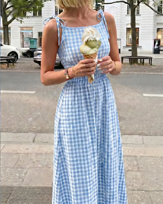 Kjole Snøring Rutete Seler A-Linje