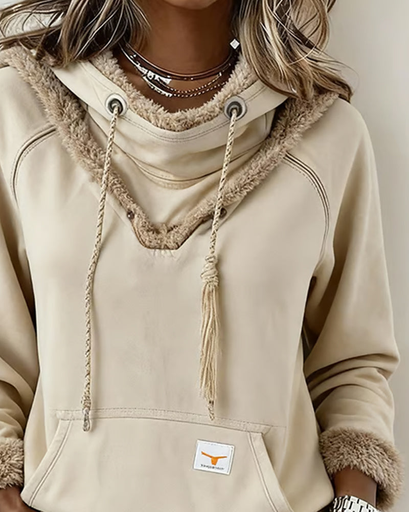 Langermet Genser Med Lappetæktsdetaljer Og Lomme