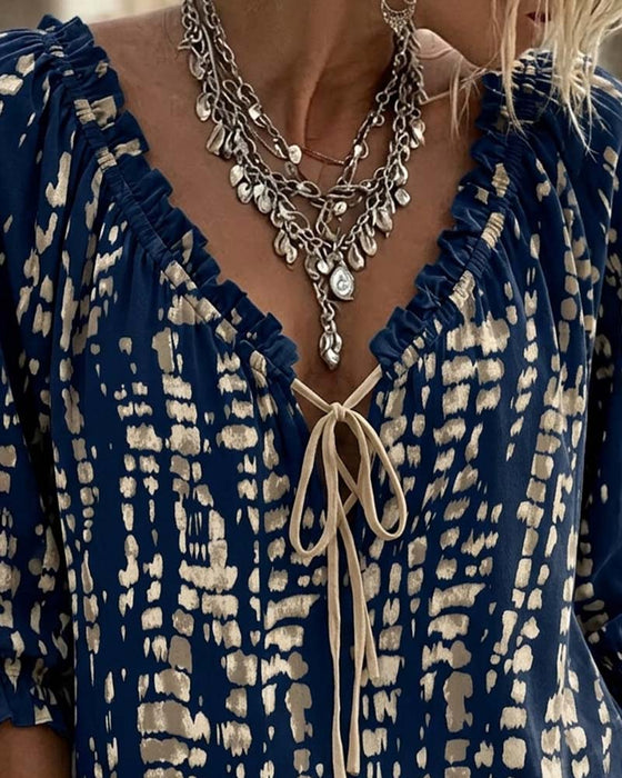 Bluse Bohemian Ruffle Knyting