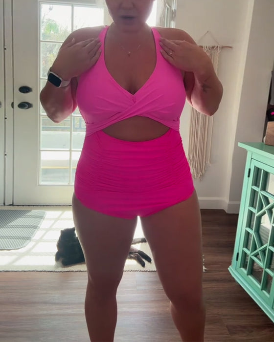 Badedrakt moteriktig fargeblokkgrime i ett stykke