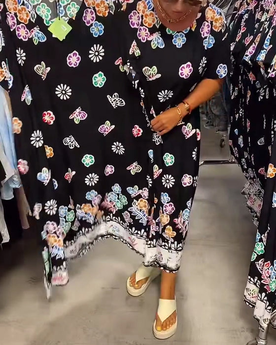 Kjole Oversize Trykt Løs