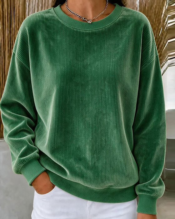 Sweatshirt Kordfløyel Rund Hals