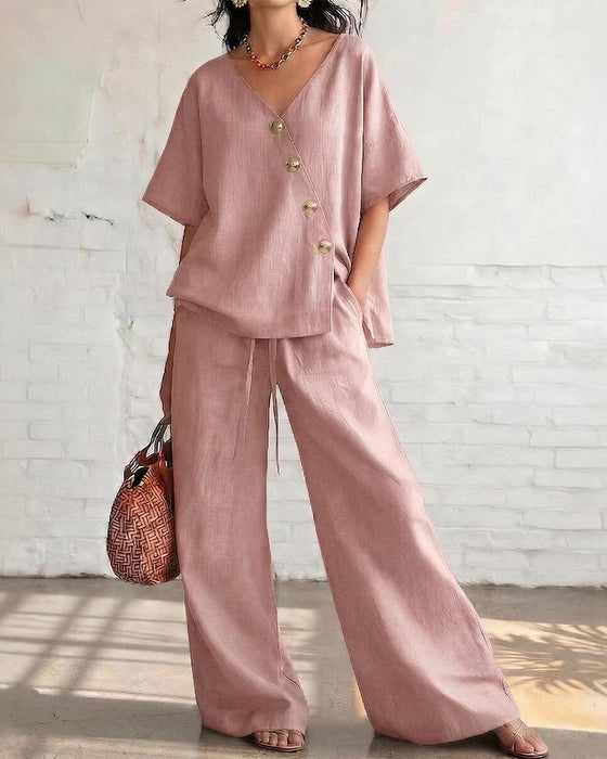 Todelt Sett Ensfarget Loose Fit Avslappnet