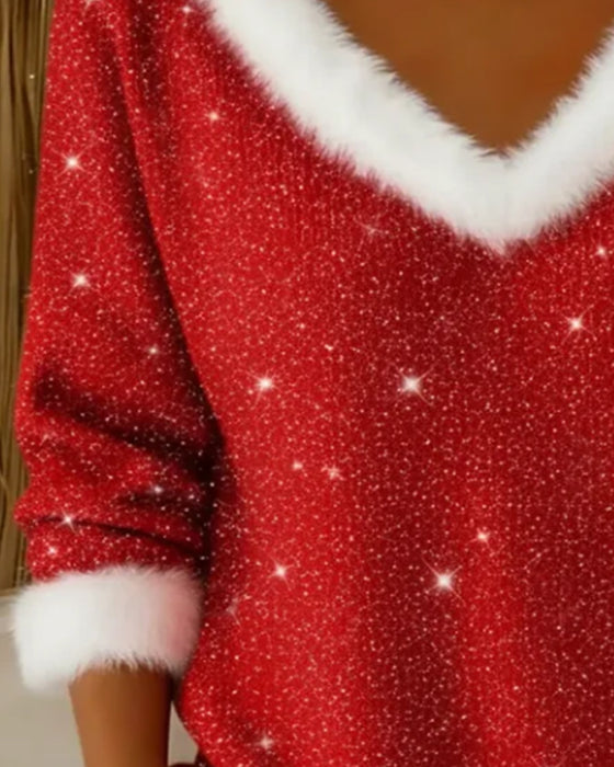 Genser V Pelskrage Skinnende Moderne