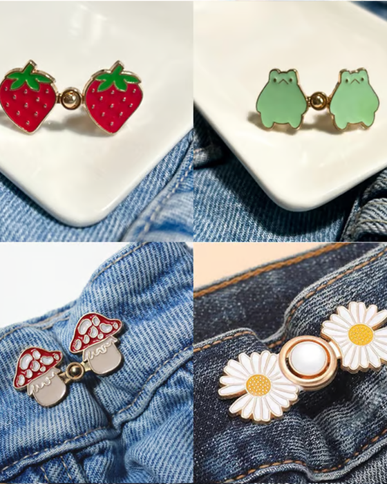 Søte Midjeomfavnende Knapper Med Tegneseriefigurer