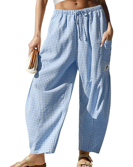 Bukser Casual Rutete Mønster Cropped