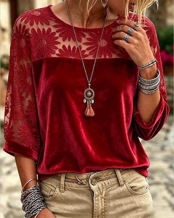 Bluse Rundhalset Solsikke Casual
