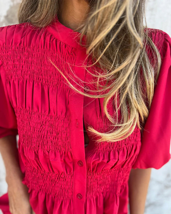 Bluse Casual Mote Kort Erme Enfarget