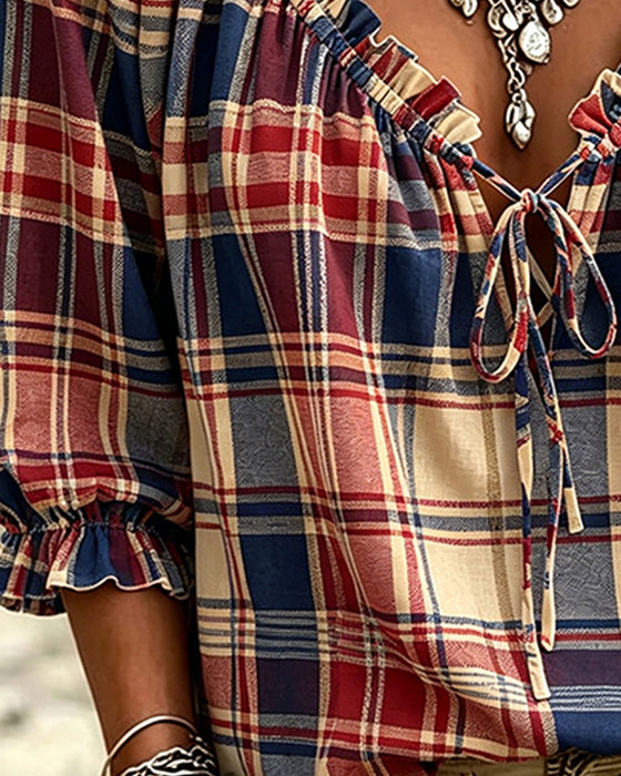 Bluse V-Hals Knyting Rute