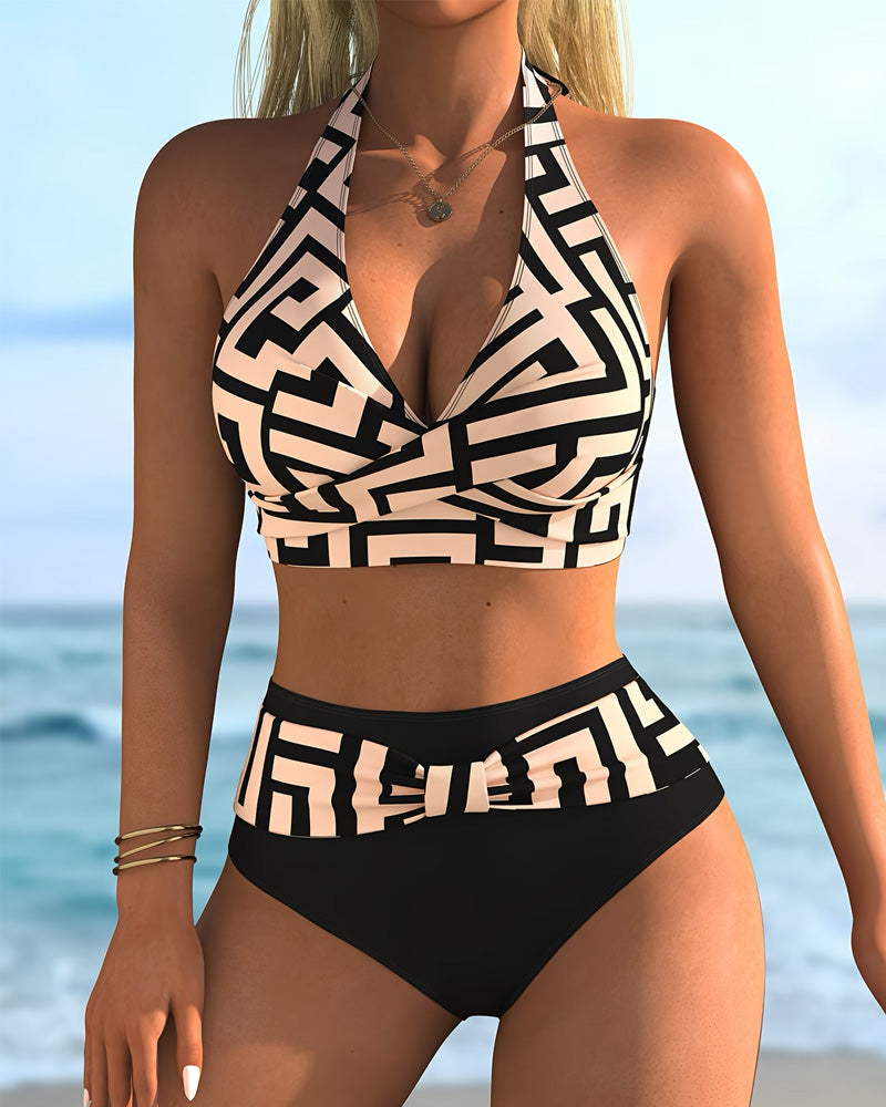 Bikini Ferie Stil Halter Geometrisk