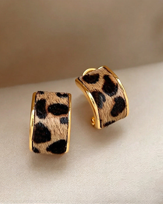 Dame Leopardmønster Geometrisk Statement Ringerøredobber