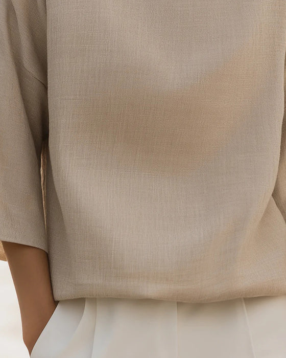 Bluse Ståkrage Trekvart Erme Solid
