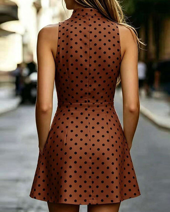 Kjole Ermeløs Polka Dot Vintage