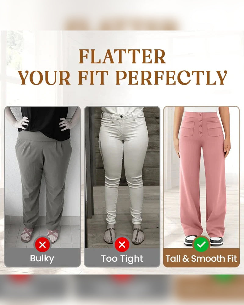 Bukse Høyhalset Knapping Vide Ben