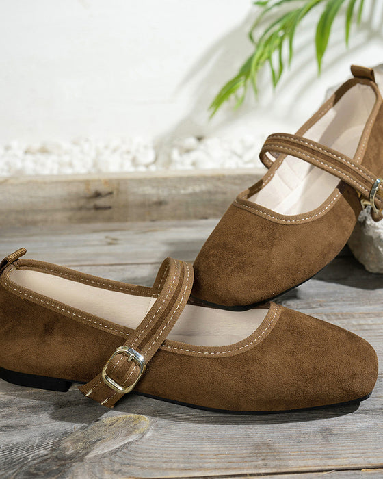 Dame Vintage Klassisk Elegant Firkantet Tå Klassiske Mary Jane Sko